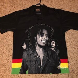 Vintage Bob Marley Button up “Hawaiian” shirt. Size XL